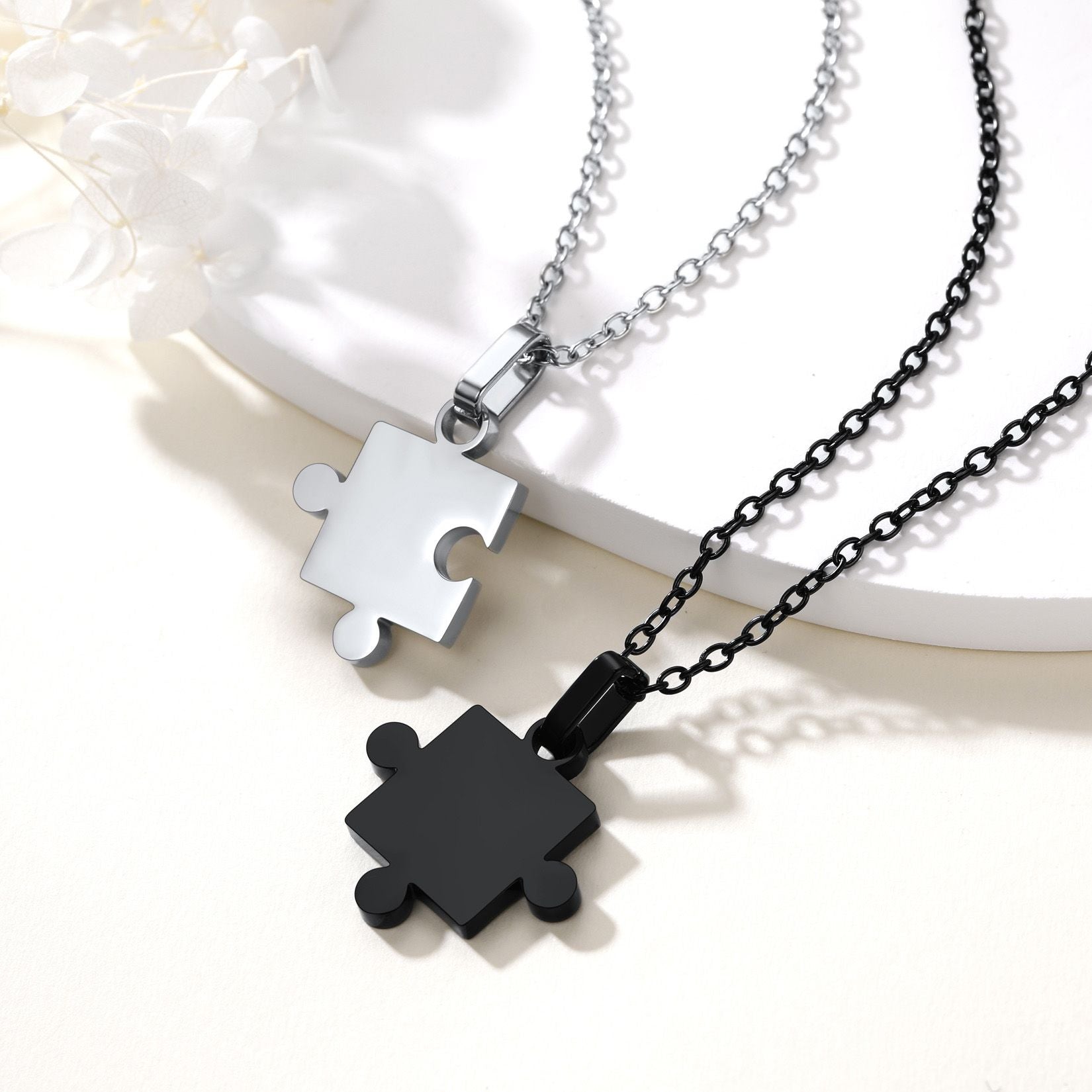 Personalized Puzzle Matching Necklaces for Couple BIRTHSTONES JEWELRY INC