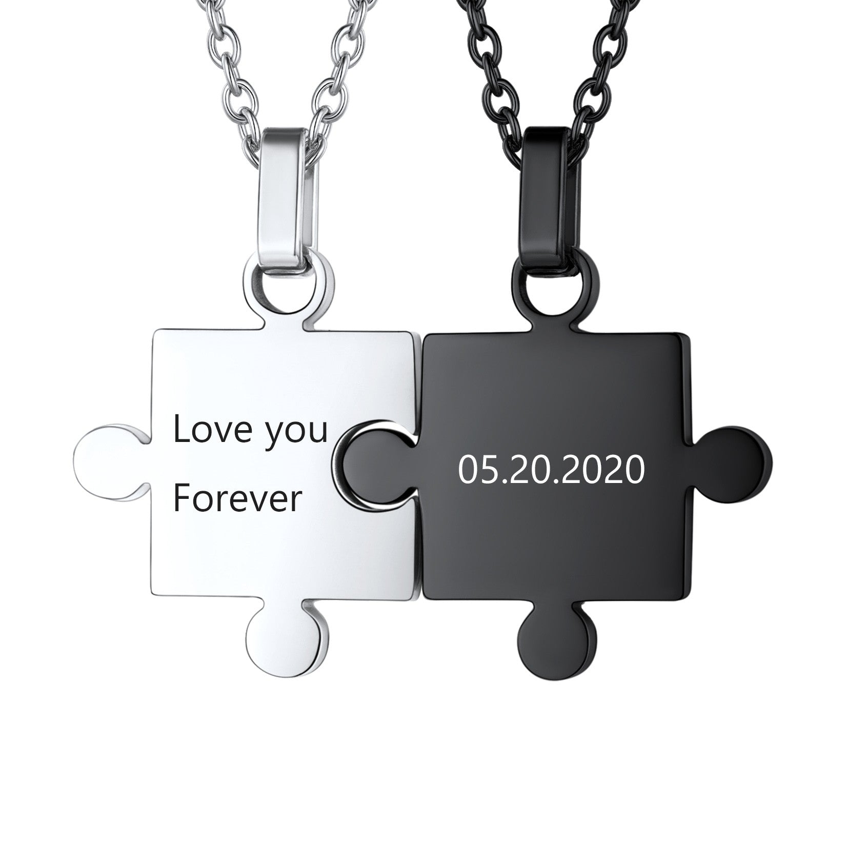 Personalized Puzzle Matching Necklaces for Couple BIRTHSTONES JEWELRY INC