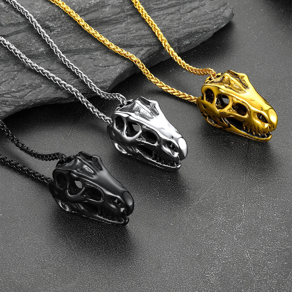 Dinosaur Skull Necklace Skeleton T-Rex Pendant FaithHeart Jewelry