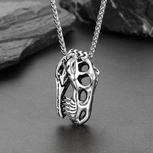 Dinosaur Skull Necklace Skeleton T-Rex Pendant FaithHeart Jewelry