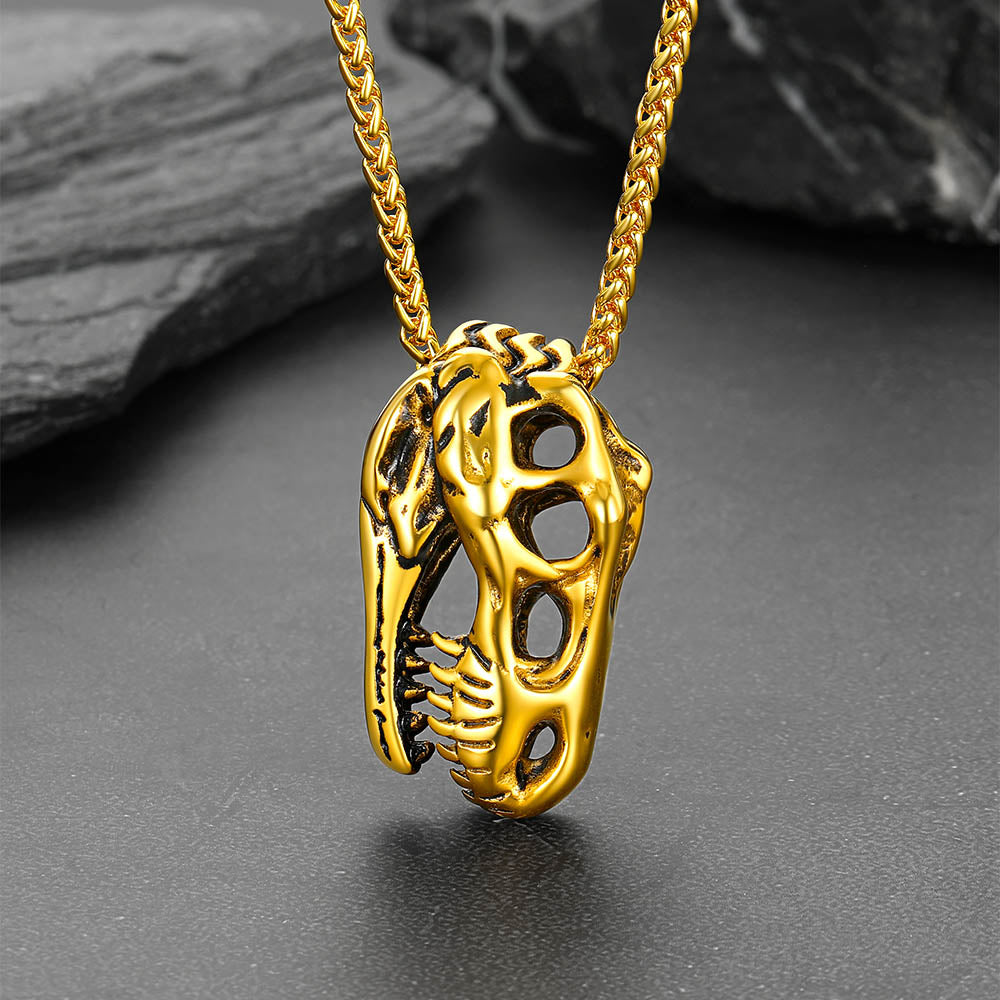 Dinosaur Skull Necklace Skeleton T-Rex Pendant FaithHeart Jewelry