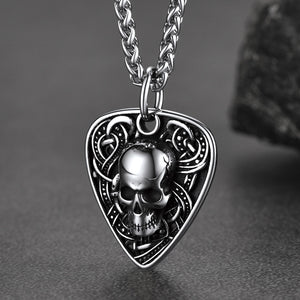 FaithHeart Vintage Skull Shield Pendant Necklace Stainless Steel Gothic Jewelry FaithHeart