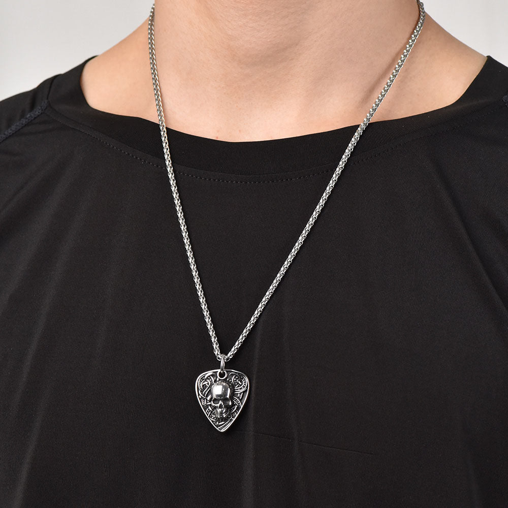 FaithHeart Punk Skull Shield Pendant Necklace for Men FaithHeart