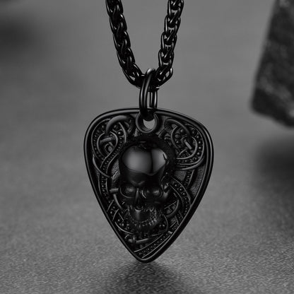 FaithHeart Vintage Skull Shield Pendant Necklace Stainless Steel Gothic Jewelry FaithHeart