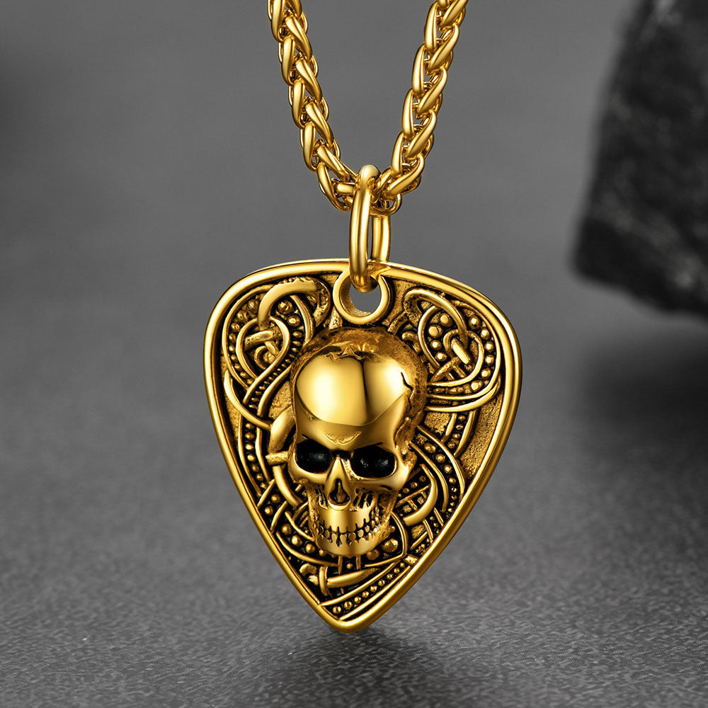 FaithHeart Punk Skull Shield Pendant Necklace for Men FaithHeart