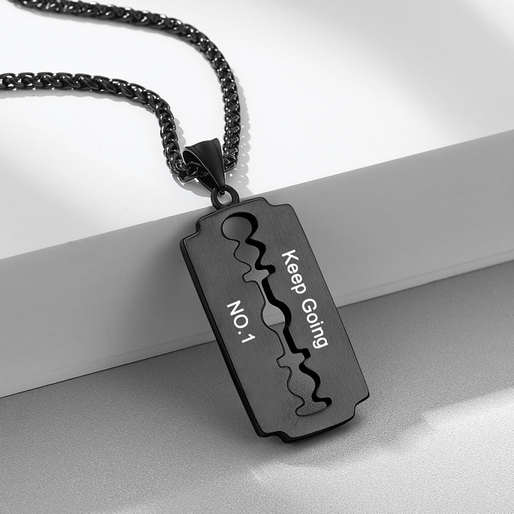  Razor Blade Pendant Necklace with Diamond for Men