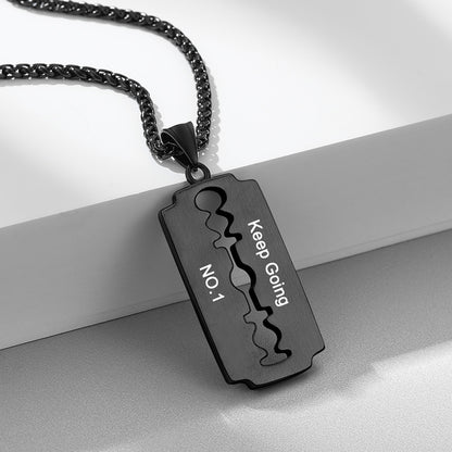  Razor Blade Pendant Necklace with Diamond for Men