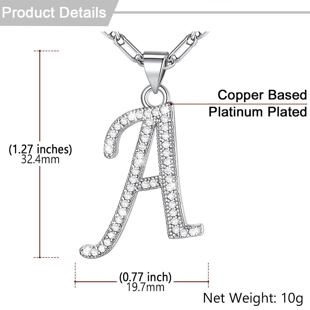 sparkling CZ crystal initial pendant in gold.