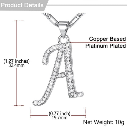 sparkling CZ crystal initial pendant in gold.