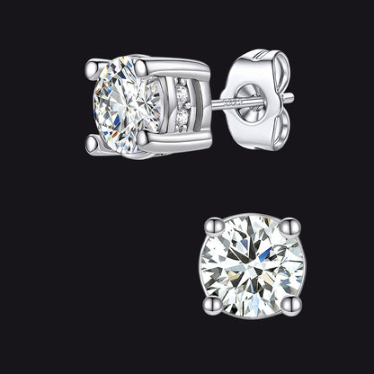 Unisex Cubic Zirconia Stud Earrings Round Ear Piercing - FaithHeart Jewelry