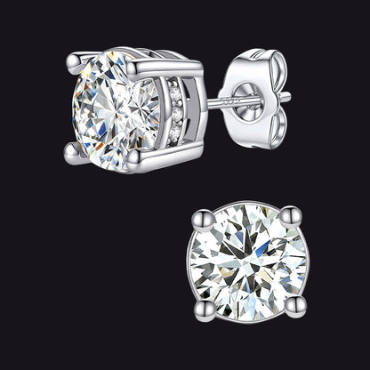 Unisex Cubic Zirconia Stud Earrings Round Ear Piercing - FaithHeart Jewelry