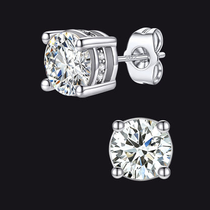 Unisex Cubic Zirconia Stud Earrings Round Ear Piercing - FaithHeart Jewelry