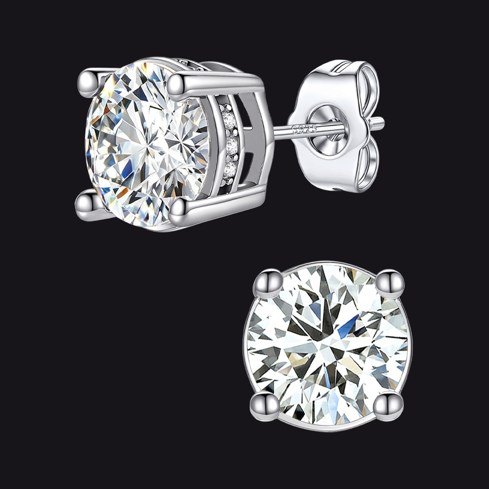 Unisex Cubic Zirconia Stud Earrings Round Ear Piercing - FaithHeart Jewelry