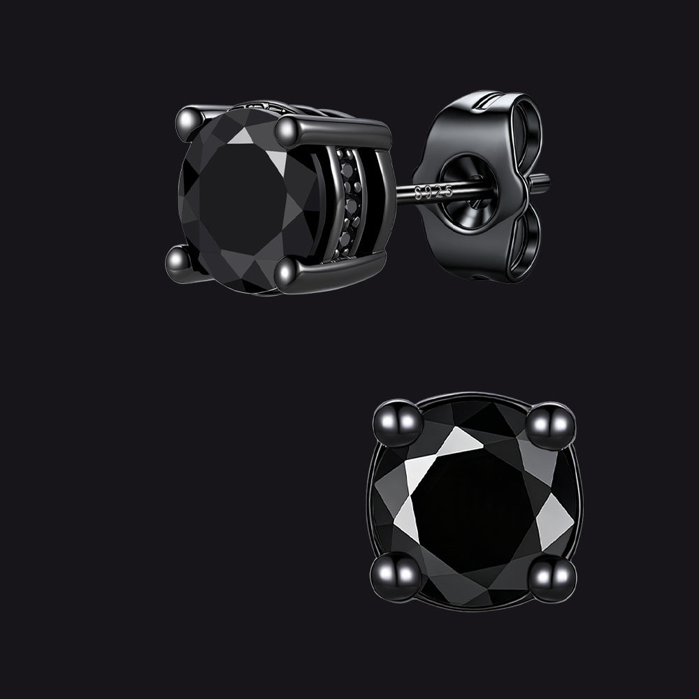 Unisex Cubic Zirconia Stud Earrings Round Ear Piercing - FaithHeart Jewelry