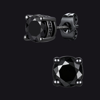 Unisex Cubic Zirconia Stud Earrings Round Ear Piercing - FaithHeart Jewelry