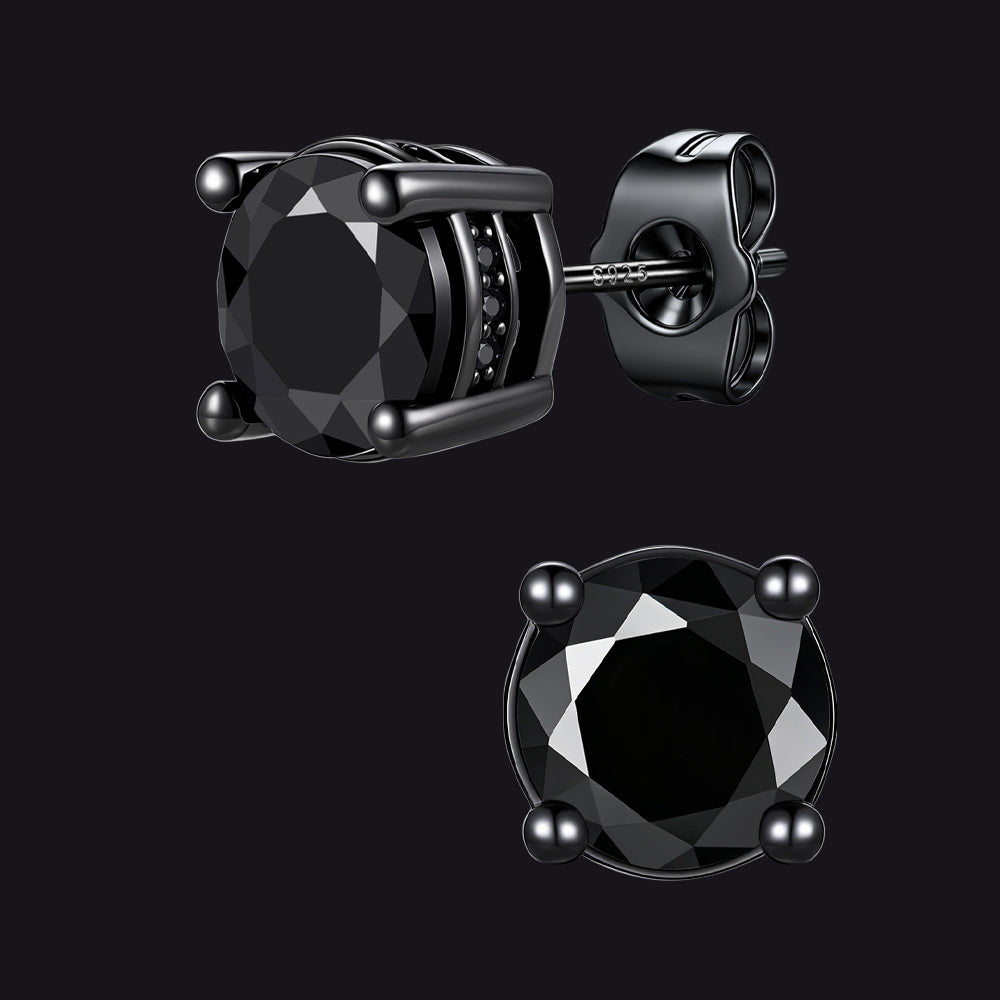 Unisex Cubic Zirconia Stud Earrings Round Ear Piercing - FaithHeart Jewelry