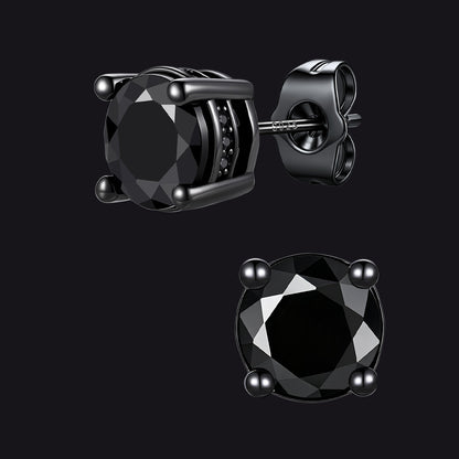 Unisex Cubic Zirconia Stud Earrings Round Ear Piercing - FaithHeart Jewelry