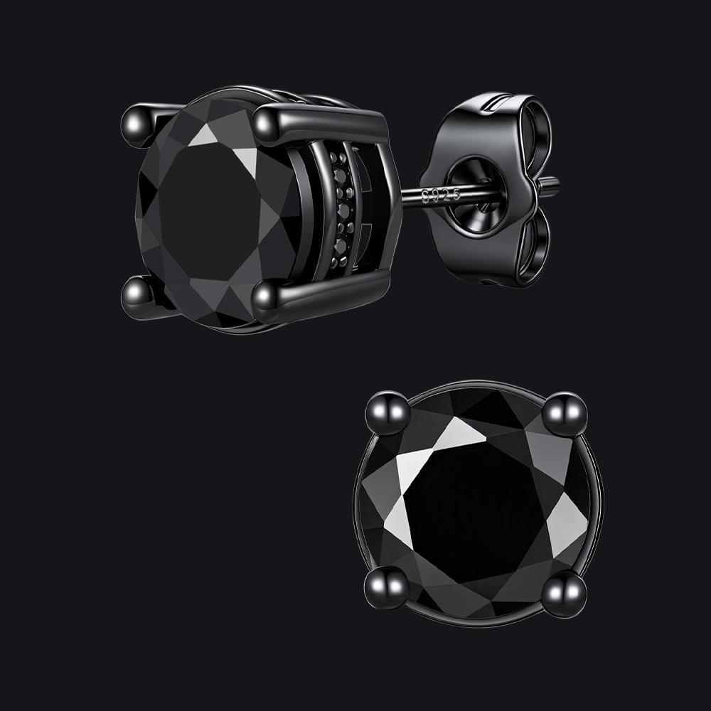 Unisex Cubic Zirconia Stud Earrings Round Ear Piercing - FaithHeart Jewelry