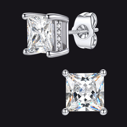 Unisex Square Cubic Zirconia Stud Earrings Ear Piercing - FaithHeart Jewelry