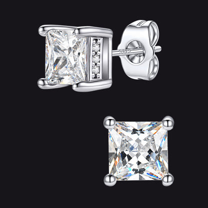 Unisex Square Cubic Zirconia Stud Earrings Ear Piercing - FaithHeart Jewelry