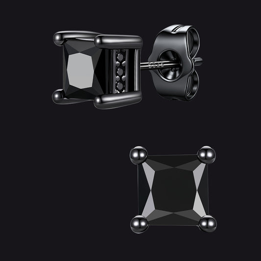 Unisex Square Cubic Zirconia Stud Earrings Ear Piercing - FaithHeart Jewelryimg