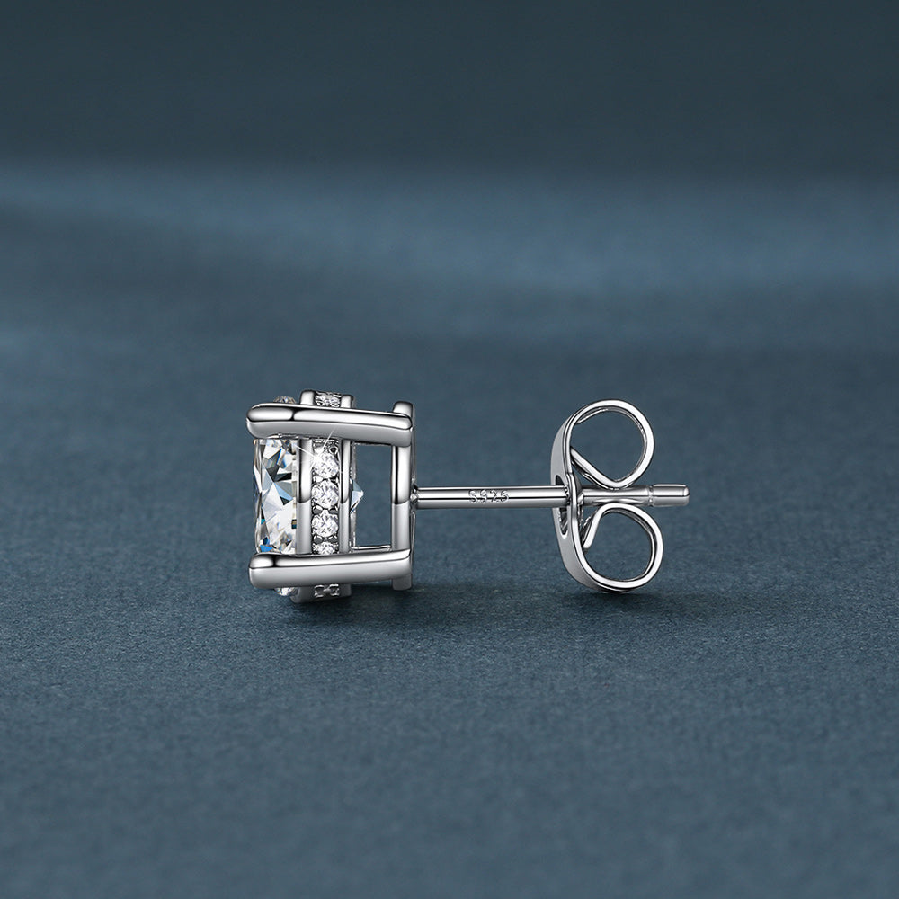 Unisex Cubic Zirconia Stud Earrings Round Ear Piercing - FaithHeart Jewelry