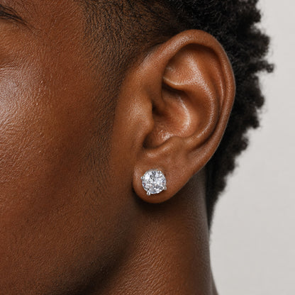 Man wearing cubic zirconia stud earrings