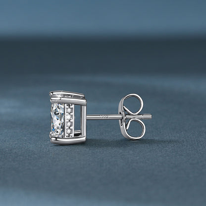 Unisex Square Cubic Zirconia Stud Earrings Ear Piercing - FaithHeart Jewelry