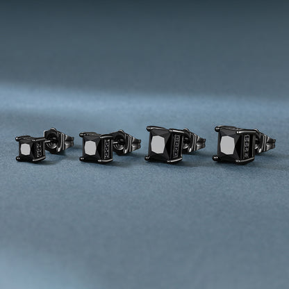 Unisex Square Cubic Zirconia Stud Earrings Ear Piercing - FaithHeart Jewelry