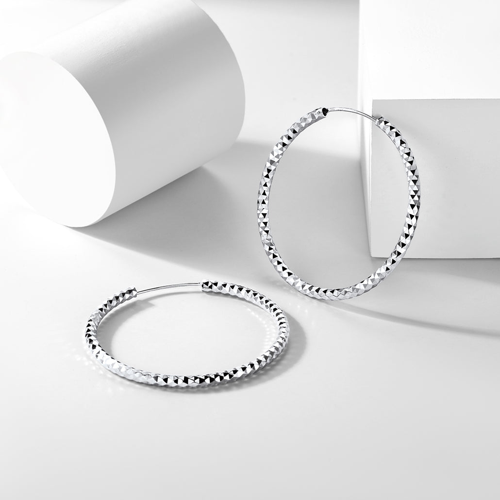 925 Sterling Silver 30/50/70mm Simple Hoop Earrings 3 Sizes for Women