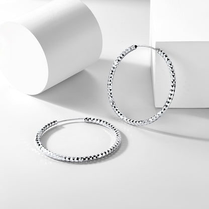 925 Sterling Silver 30/50/70mm Simple Hoop Earrings 3 Sizes for Women