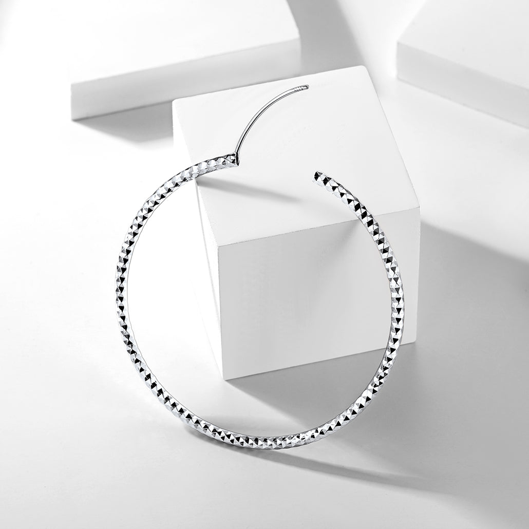 925 Sterling Silver 30/50/70mm Simple Hoop Earrings 3 Sizes for Women