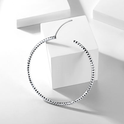 925 Sterling Silver 30/50/70mm Simple Hoop Earrings 3 Sizes for Women