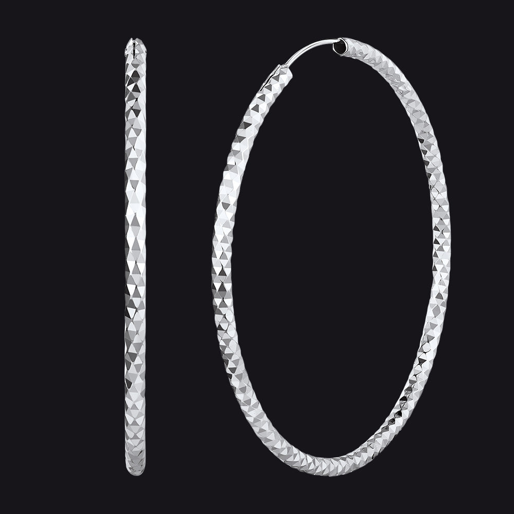 925 Sterling Silver 30/50/70mm Simple Hoop Earrings 3 Sizes for Women