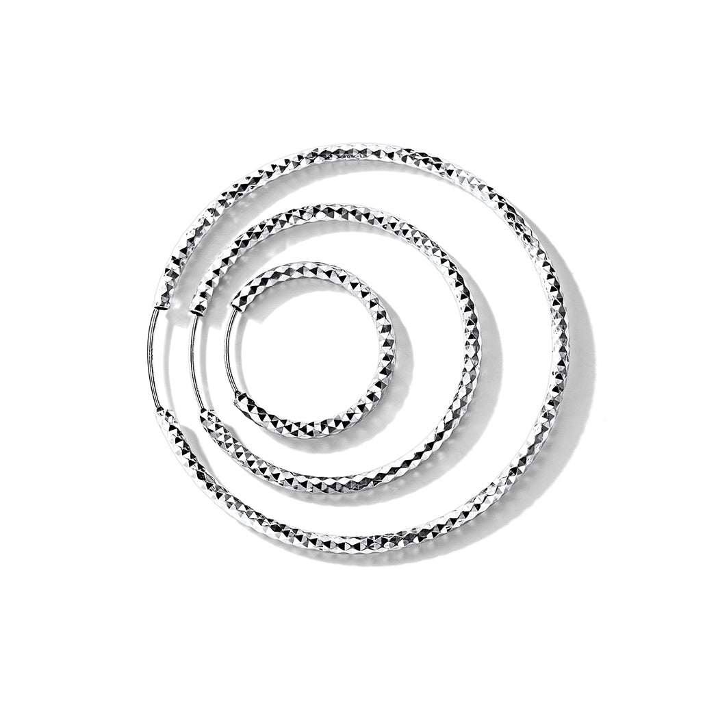 925 Sterling Silver 30/50/70mm Simple Hoop Earrings 3 Sizes for Women
