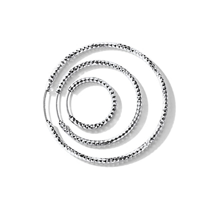 925 Sterling Silver 30/50/70mm Simple Hoop Earrings 3 Sizes for Women