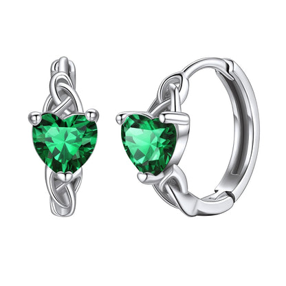 Sterling Silver Celtic Knot Hoop Earrings With Aquamarine Birthstone For Women BIRTHSTONES JEWELRY