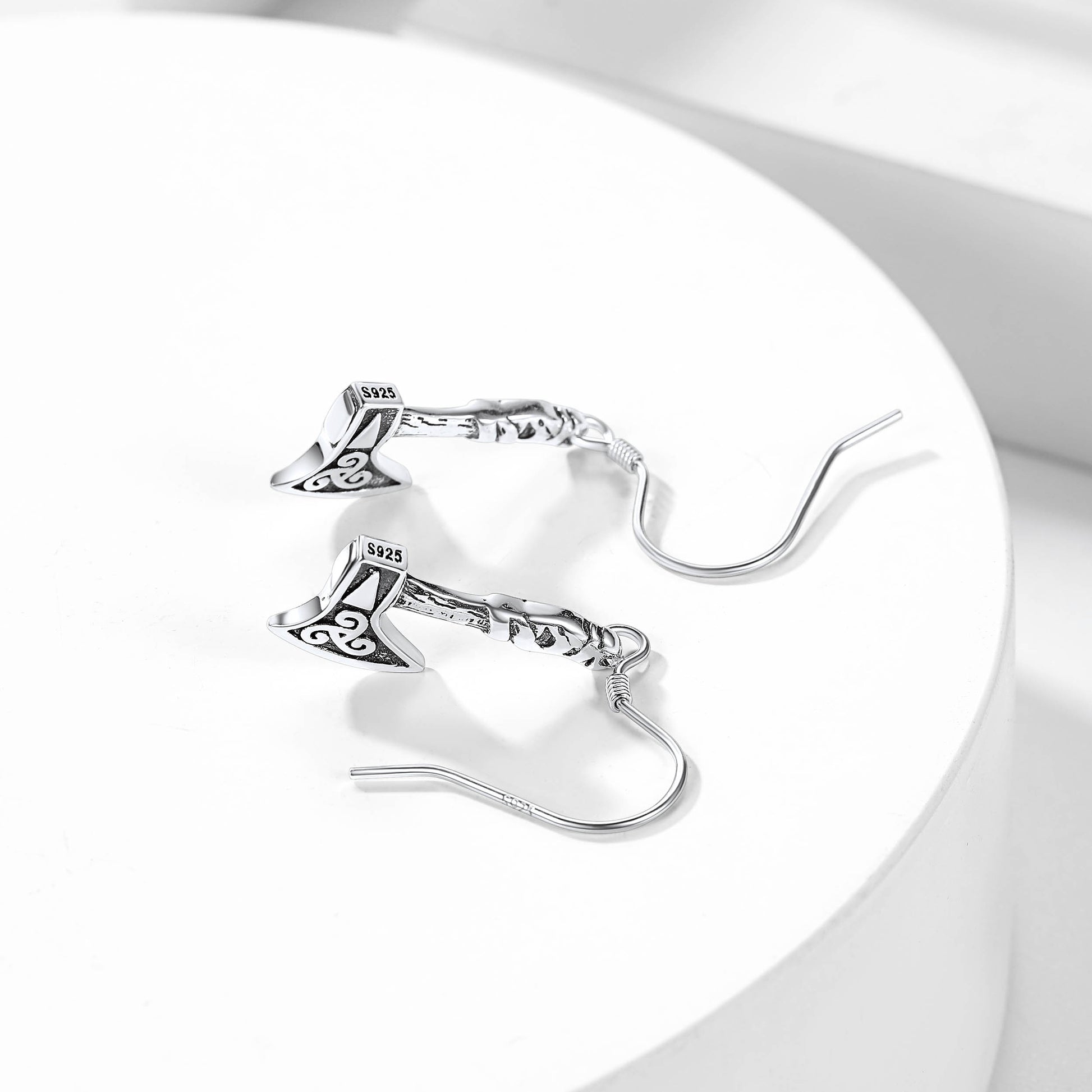 Flash Sale Sterling Silver Battle Axe Viking Dangle Earrings For Men