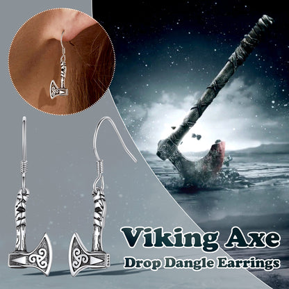 Flash Sale Sterling Silver Battle Axe Viking Dangle Earrings For Men