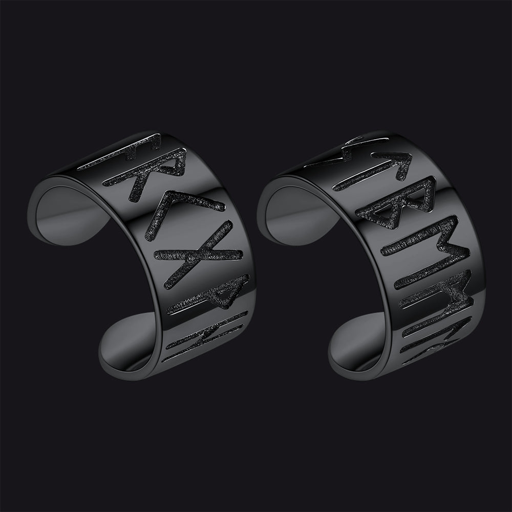 FaithHeart Viking Runes Ear Cuff Earrings For Men Sterling Silver FaithHeart