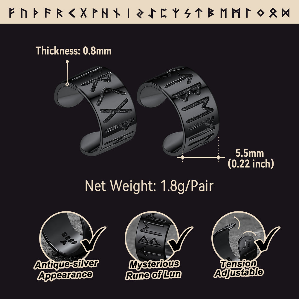 Norse Viking Runes Ear Cuff Earrings