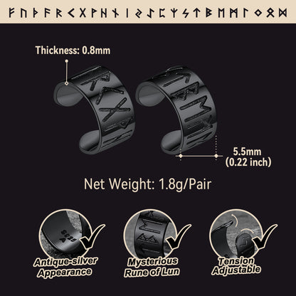 Norse Viking Runes Ear Cuff Earrings