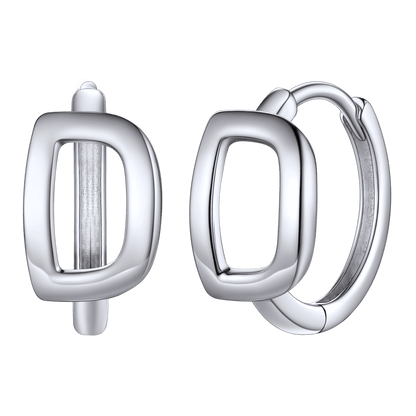 Sterling Silver Initial Letter A-Z Hoop Earrings for Women Men