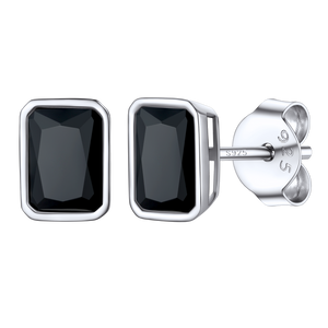 Sterling silver stud earrings with black CZ stones