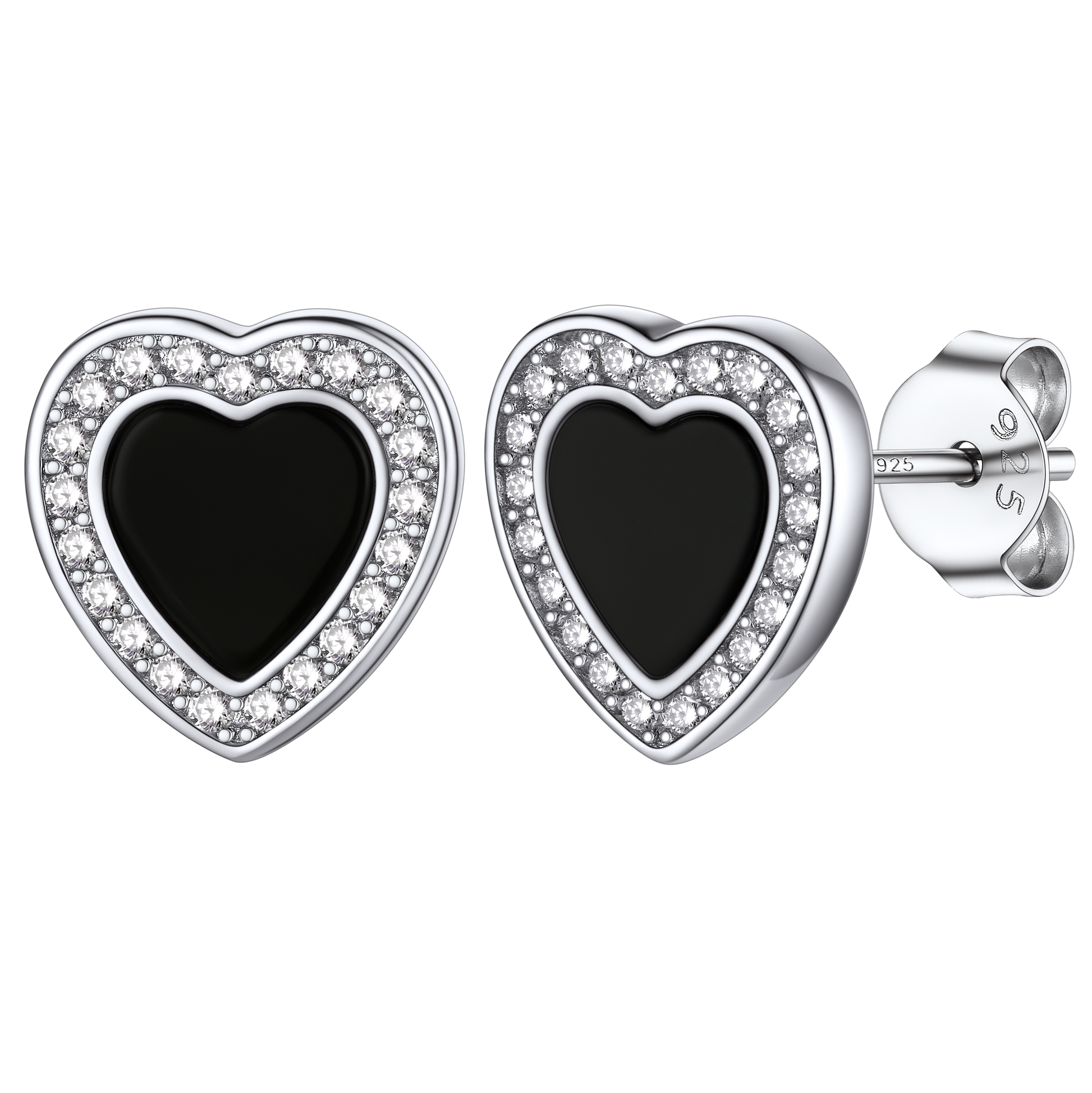 Heart-shaped Black Onyx Stud Earrings for Women – Elegant Minimalist Jewelry