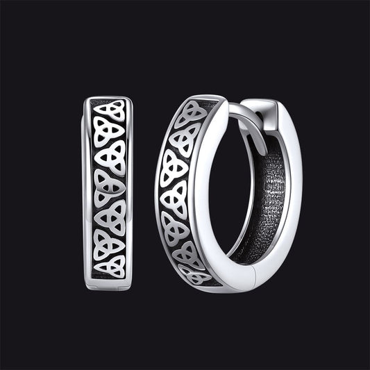 FaithHeart Sterling Silver Celtic Knot Huggie Hoop Earrings for Men FaithHeart
