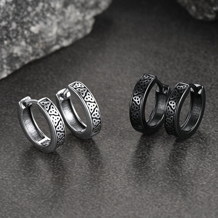 Sterling Silver Celtic Knot Huggie Hoop Earrings for Men