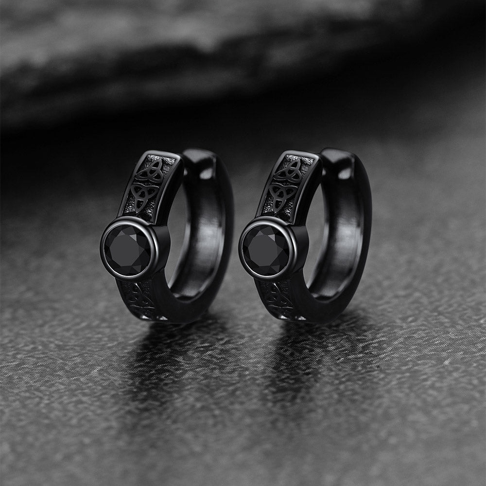 FaithHeart Celtic Knot Black Onyx Hoop Earrings