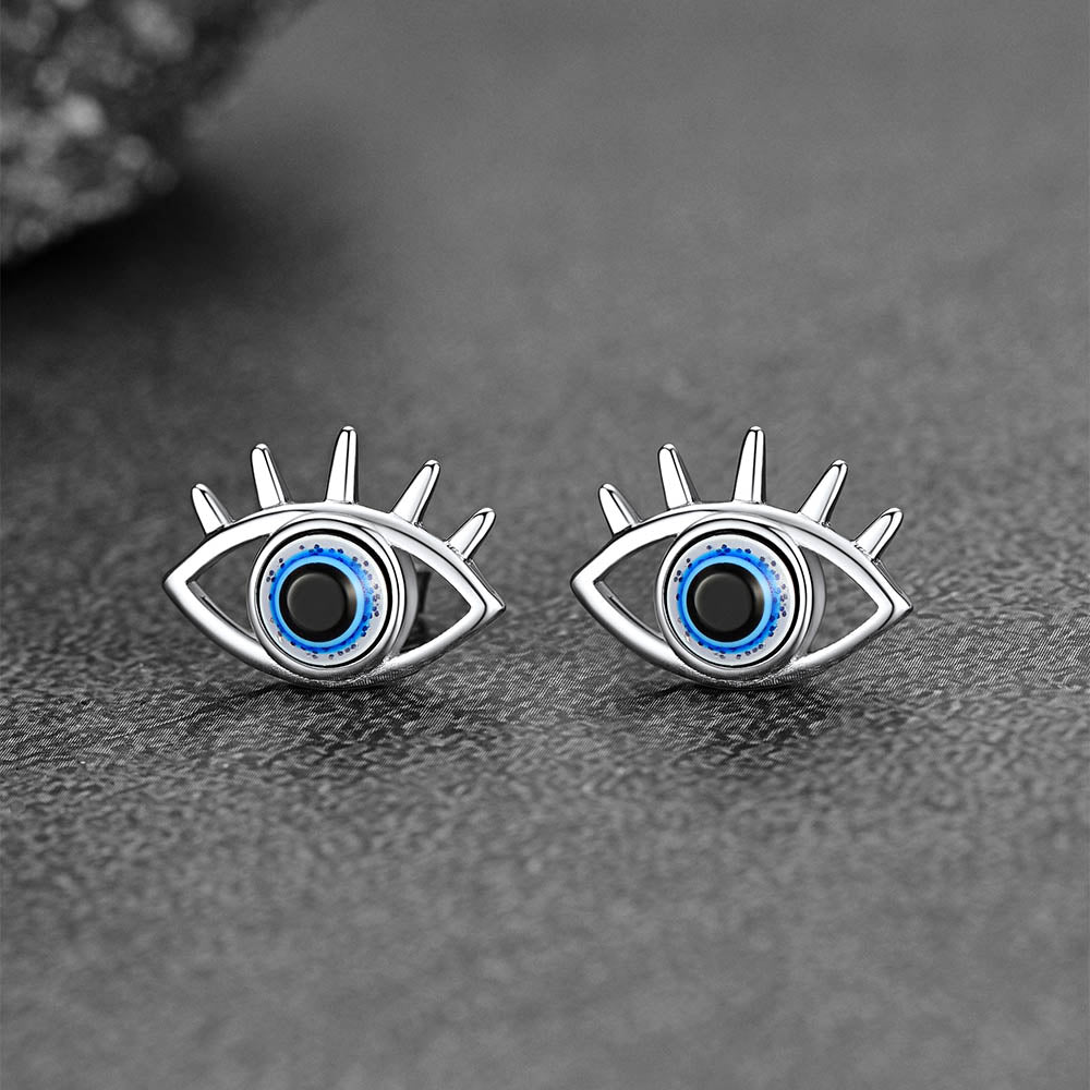 FaithHeart Sterling Silver Evil Eye Stud Earrings For Men FaithHeart