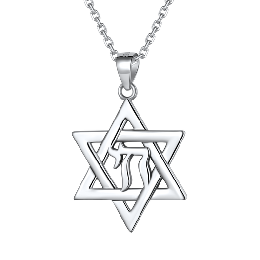 FaithHeart Personalized Hebrew Jewish Pendant Necklace Sterling Silver FaithHeart